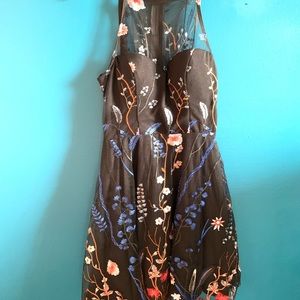 Black halter top dress with flowers